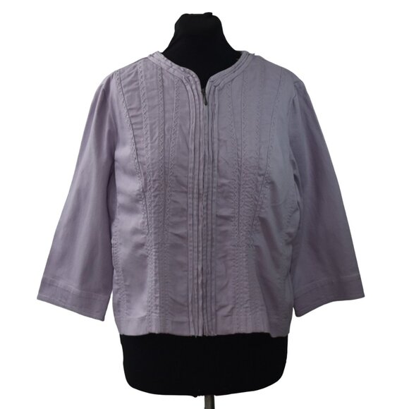 Chicos Denim Jacket Womens 16 Chicos 3 Lavender Angelic Denim Finn Wisteria - Picture 1 of 6
